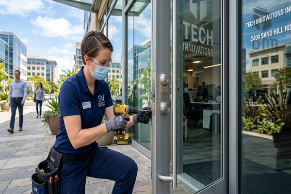 Commercial locksmith installing access control in Morgan Hill business
