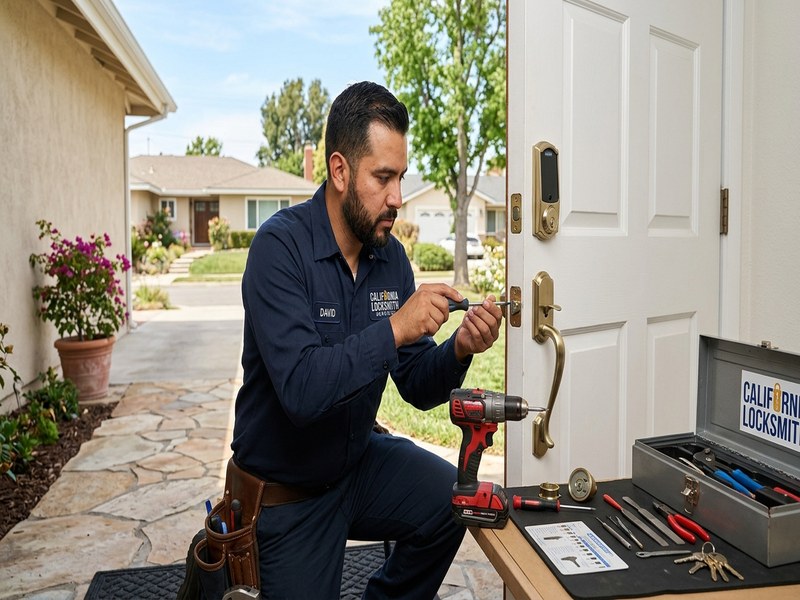 Deadbolt installation at Morgan Hill residential property